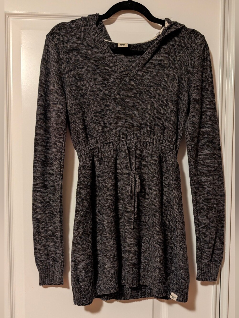 Roxy Y2K Charcoal Gray Long-Sleeve Hoodie Knit Dress L